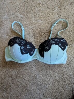 Candie's Mint and Black Lace Push-Up Bra